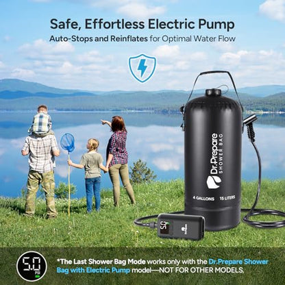 Dr.Prepare Electric Ball Pump Inflation,Basketball Air Pump with Pressure Display,16PSI,Auto-Off,LED Light,for Balls,Swim Ring,DP Camping Shower Bag,with 2 Inflation Needles,1 Adapter,1 Charging Cable