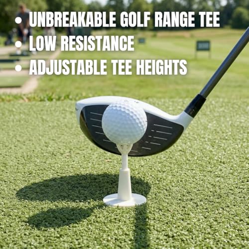 Against The Grain Adjustable Golf Tees 4 Pack (2–3.5 Inch Height) – Durable Rubber Driving Range Tees for Practice Mats – Stable Base Golf Tee Set for Indoor & Outdoor Training