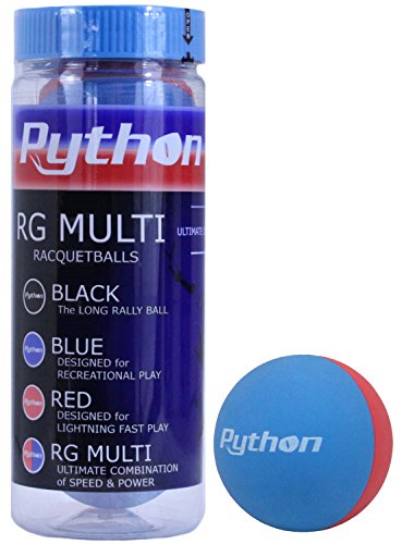 Python 3 Ball Can RG Multi Colored Racquetballs (Endorsed by Racquetball Legend Ruben Gonzalez!) (Red/Blue, Red/Black, Black/Bue Colors Available) - color: Red/Blue, size: 1-Pack