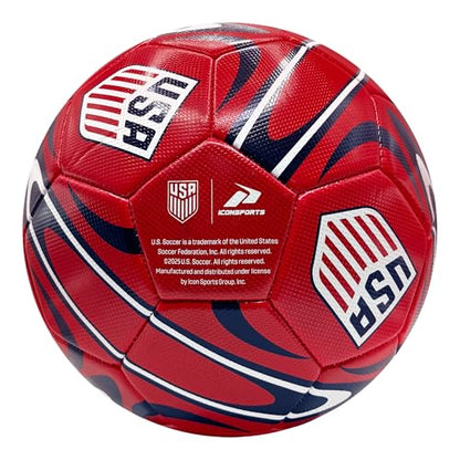 Icon Sports Officially Licensed US Soccer Federation Soccer Ball - color: USSF188BL-Red, size: 5