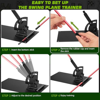 Pro Golf Alignment Sticks Holder – Adjustable Swing Plane Trainer with Weighted Base | Golf Training Aid for Swing Path, Putting & Aiming (Black Scale) - Not Included Alignment Sticks