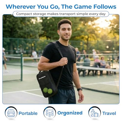 Fiberglass Pickleball Paddle Set Pack of 2 with 4 Pickleballs and Storage Bag | Multi-Layered Textured Indoor and Outdoor Pickleball Paddles - color: Blue