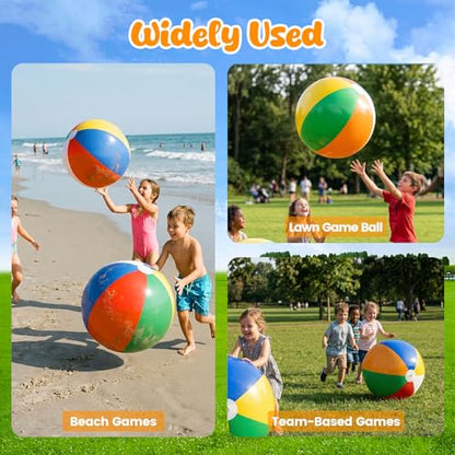 FUTUREPLUSX 2 Pack Jumbo Beach Balls, 33.5 Inch Inflated Large Rainbow Inflatable Ball for Summer Swimming Pool Parties, Outdoor Beach Games, Birthday Party Decorations for Kids and Adults