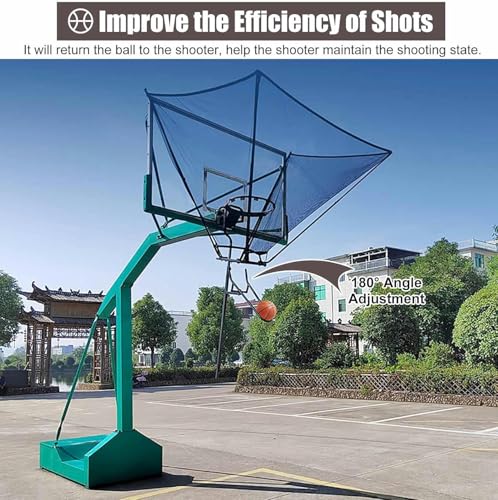 Basketball Ball Server Basketball Shot Returner Basketball Shot Return Net, Basketball Rebounder Attachment, Basketball Shooting Practice Aid for Traditional Pole Wall Mounted Hoop