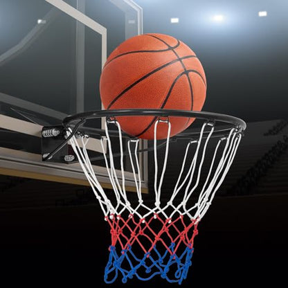 Goplus 18’’/15’’ Replacement Basketball Rim, Wall Door Mounted Basketball Hoop with All Weather Net, Indoor Outdoor Hanging Basketball Rim Goal Outside - size: 18", style: Black