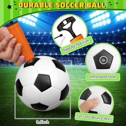 Soccer Goal Set with 3 Ball Pump for Toddler Kid, Portable Goals Training Equipment for Garden Indoor Outdoor Backyard, Birthday Gift for Boy Girl Sports Toy Family Game 23" W×18" H×12" D