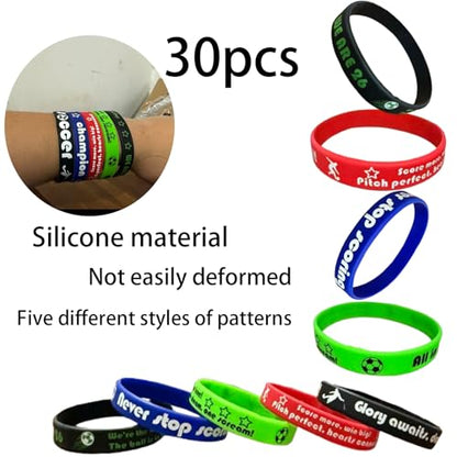 Football-Themed Wristbands Wholesale - 30-Pcs Silicone Wristband Set, Ideal for Sporting Events, Sports Parties, Team Activities, Birthday Party Giveaways, and Gifts