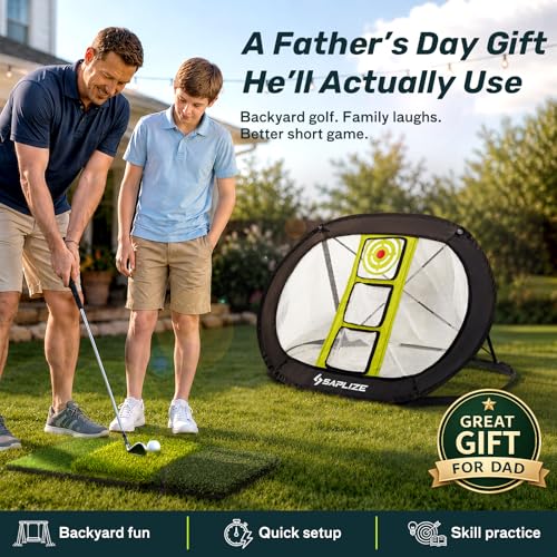 SAPLIZE Golf Chipping Net for Backyard Practice – Improve Accuracy & Distance Control, Foldable Golf Training Aid for Indoor Outdoor Use, Multi Target Practice Net for All Skill Levels
