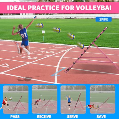 Adjustable Volleyball Rebounder Net 7x4 FT - Ultimate Training Equipment for Volleyball & Lacrosse Enhanced Bouncing System for Volleying, Bumping, and Spiking Drills - color: Pink