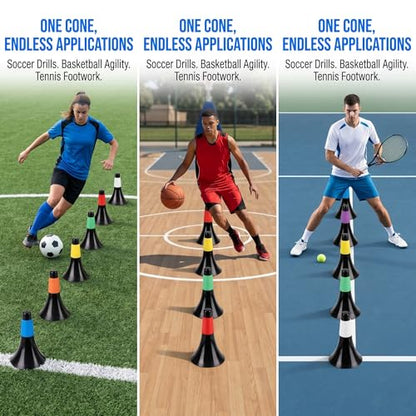 ZEAYEA 8 Pcs Agility Training Sport Cone, 9 Inches Soccer Cones with Carry Bag, Basketball Training Cones for Soccer Football Basketball Speed Grab Drills and Training