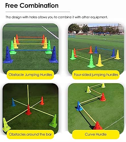 YXXSDP Professional Hurdle Cone Set, Adjustable Training Cones and Agility Poles, Multi-Sports Practice Equipment for Kids Pets Adult