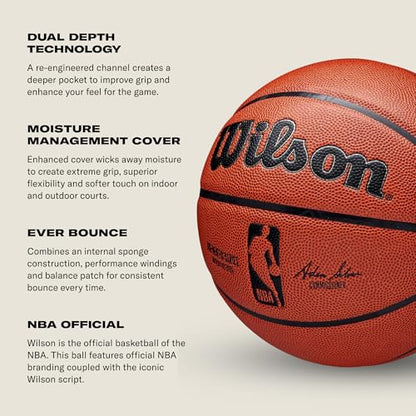 WILSON NBA Authentic Indoor/Outdoor Basketballs - Size 3, Size 6 and Size 7 - size: Size 7 - 29.5"