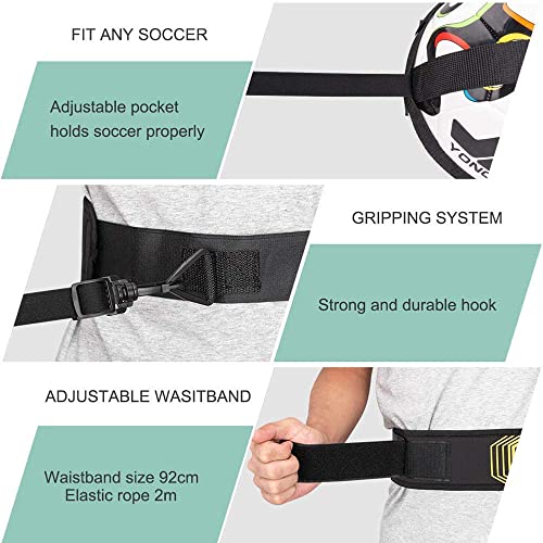 Soccer/Volleyball/Rugby Trainer, Football Kick Trainer, Solo Practice Training Aid, Soccer Training Belt, Adjustable Practice Belt for Kids and Adults Fits Ball Size 3, 4, 5, Kids and Adults