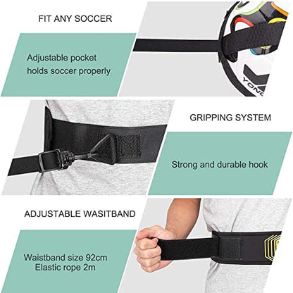 Soccer/Volleyball/Rugby Trainer, Football Kick Trainer, Solo Practice Training Aid, Soccer Training Belt, Adjustable Practice Belt for Kids and Adults Fits Ball Size 3, 4, 5, Kids and Adults