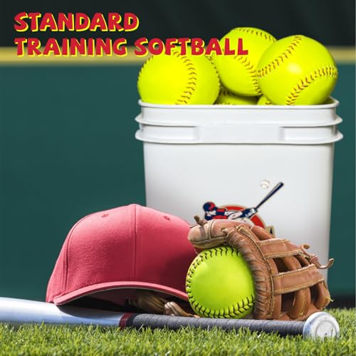 11 Inch Bucket of 16 Softballs - Training Fastpitch Softballs for Girls - Solid Cork Center - Premium Durability