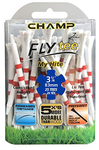 Champ Zarma FLYtee My Hite 3-1/4" 25 count - color: White/Striped Red