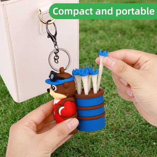 Penitue Caddie Golf Tee Holder, Including 8 Golf Ball Tees Creative Cute Cat Holder Set for Women Men Golfers Attaching to Backpack Shoulder Bag Belt - style: Beave