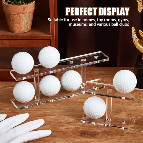 Silipull 1 Pc Golf Ball Display Rack 8 Balls Clear Acrylic Golf Case Holder Small Table Tennis Display Stand Shelf Double Layer