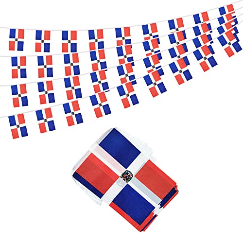 50 Feet Dominica Banner Flag String, Dominican Mini Flag Small Banner, for Party, Shops and Bars Decorations, Outdoor Decorations, 38 Flags - color: Dominica