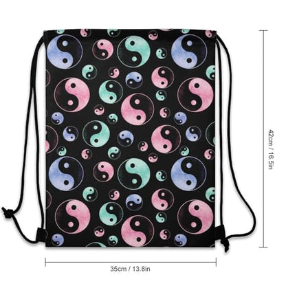 Beam Backpack Drawstring Sack Large Capacity for Soccer Basketball Sports Workout Equipment Travel, Yin Yang Galaxy Art Bags - color: Picture (360)