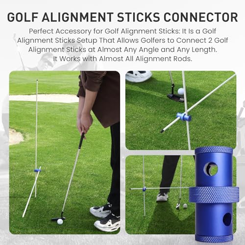 FINGER TEN Golf Alignment Sticks Rods Swing Trainer Tools 43 Inch 2 Or 3 Pack, Fits in Golf Bag Tour Stickers Practice Training Aid - color: Blue Connector Without Sticks