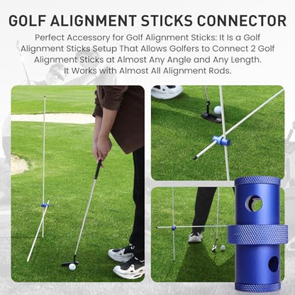 FINGER TEN Golf Alignment Sticks Rods Swing Trainer Tools 43 Inch 2 Or 3 Pack, Fits in Golf Bag Tour Stickers Practice Training Aid - color: Blue Connector Without Sticks