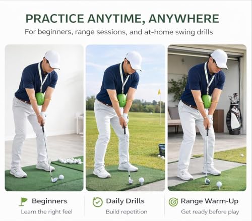 Golf Swing Trainer Aid – Golf Swing Training Aid Ball for Arm Connection, Adjustable Neck Strap Golf Trainer with Alignment Stick Holes, Improve Swing Plane Tempo Consistency, Golf Practice Equipment