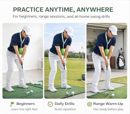 Golf Swing Trainer Aid – Golf Swing Training Aid Ball for Arm Connection, Adjustable Neck Strap Golf Trainer with Alignment Stick Holes, Improve Swing Plane Tempo Consistency, Golf Practice Equipment