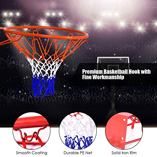 GYMAX Basketball Rim, 18'' Heavy Duty Wall Mounted Basketball Rim Indoor Outdoor Hanging Basketball Goal for Kids Adult