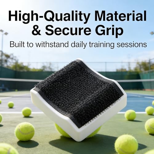 Tennis Ball Picker for Racket, Hands Free Clip On Tennis Ball Retriever, Easy Racquet Edge Ball Collector, No-Bend Quick Pickup Training Tool