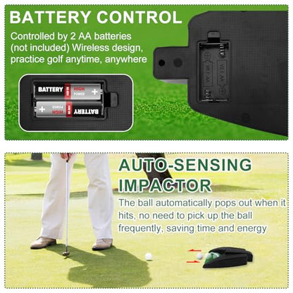 Golf Ball Return Putting Unit, Automatic Golf Ball Returner Putting Return Machine Battery-Powered (Not Included) for Indoor Outdoor Home Office Yard Practice
