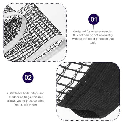 Balacoo Portable Table Tennis Net Black Polyester-Cotton Mesh Lightweight Foldable Accessory for Any Table Quick Setup Secure Tight Net for Consistent Ball Rebound Training