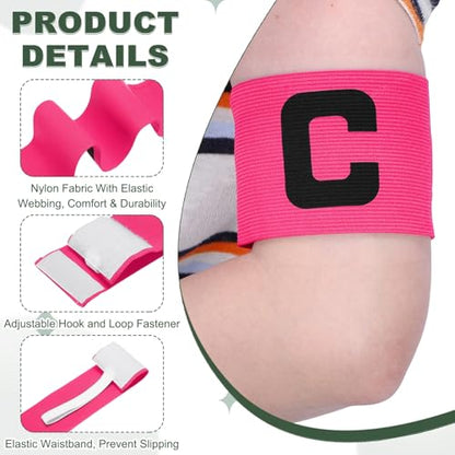 Captain Armbands, Adjustable Leader Arm Band for Soccer Elastic Team Sport Arm Band -Fitting for Football/Volleyball/Rugby - color: Dark Pink
