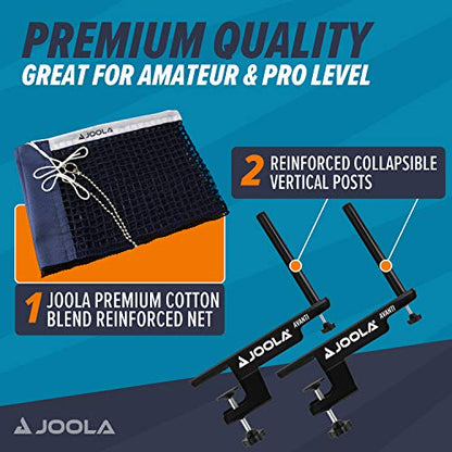 JOOLA Premium Avanti Table Tennis Net and Post Set - Portable and Easy Setup Ping Pong Screw On Clamp Net - color: ‎White/Black, size: Regulation