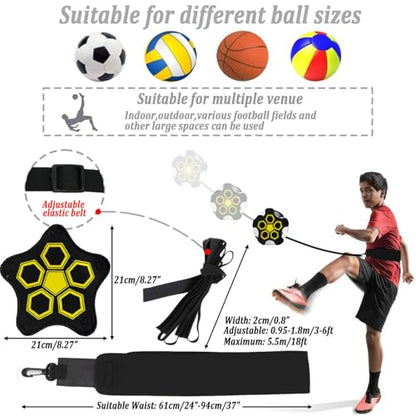 Football Kick Trainer, Soccer/Volleyball/Rugby Trainer Hands-Free Adjustable Solo Soccer Practice Aid Throw Training Equipment for Kids Adults Ball Sizes 3, 4, 5 - color: 5 Straps
