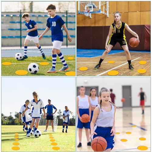 4inch & 9inch Poly Spots Spot Markers for Gym Floor, 12/24 Pcs Flat Cones Non-Slip Rubber Floor Dots Agility Markers for Soccer Basketball Sports Speed Training, Dance, Classroom Activities - style: 24Pcs 9 inch Yellow
