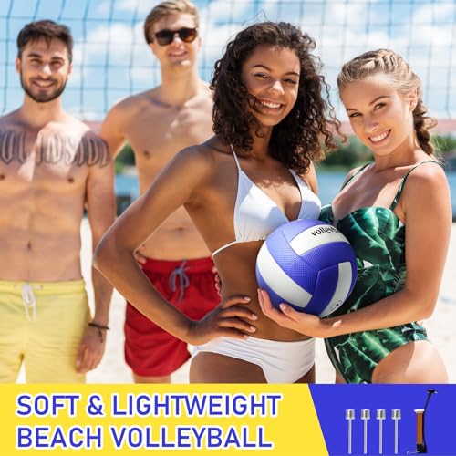 Soulchen 4 Pack Volleyball Official Size 5 Soft Official Volleyballs Kits with Pump Needles Mesh Bag Beginners Training Equipment Volleyball for Outdoor Gym Backyard Park Beach to Play Games