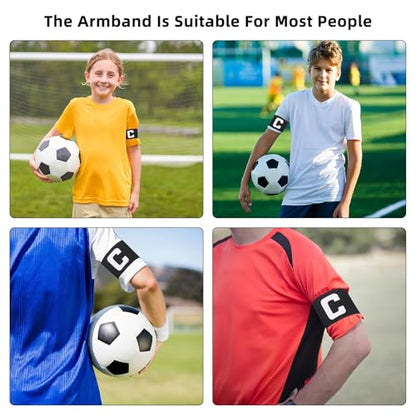 BESPORTBLE Adjustable Captain Arm Bands for Soccer, Elastic Soccer Captain Armband for Youth Kids and Adult, Black Polyester