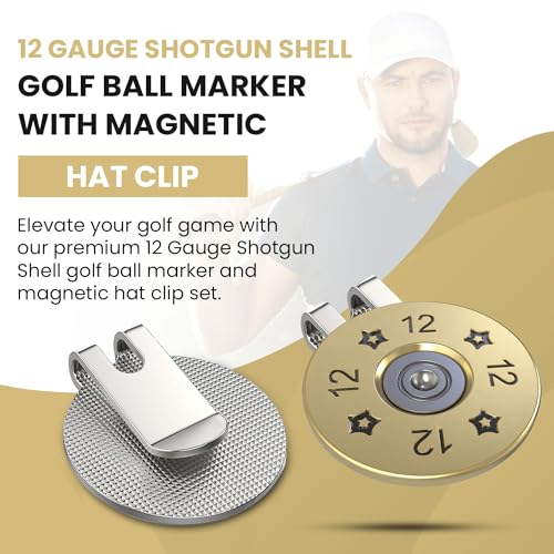 Elevate Your Golf Style with K9King's 12 Gauge Shotgun Shell Golf Ball Marker and Hat Clip Set - Stand Out on Green with Precision Golf Markers, Divot Tool, Hat Clip – Perfect for Accuracy and Style
