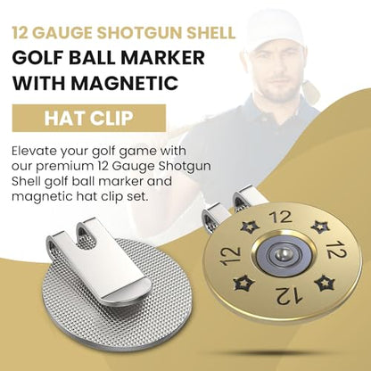 Elevate Your Golf Style with K9King's 12 Gauge Shotgun Shell Golf Ball Marker and Hat Clip Set - Stand Out on Green with Precision Golf Markers, Divot Tool, Hat Clip – Perfect for Accuracy and Style