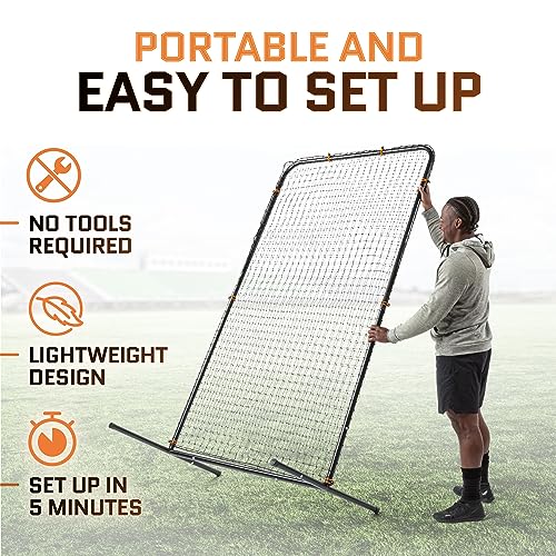 ACELETIQS Baseball Pitching Net & i-Screen (Compact & XL Sizes) Softball Baseball Pitcher Protector for Batting Cages and Fields | Heavy Duty Net for Back Drive, Line Protection - Multi-Purpose Use - size: 7 x 4 feet