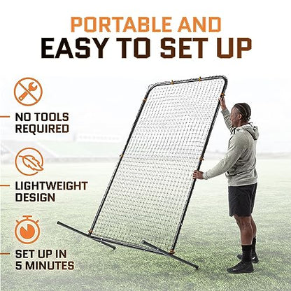 ACELETIQS Baseball Pitching Net & i-Screen (Compact & XL Sizes) Softball Baseball Pitcher Protector for Batting Cages and Fields | Heavy Duty Net for Back Drive, Line Protection - Multi-Purpose Use - size: 7 x 4 feet