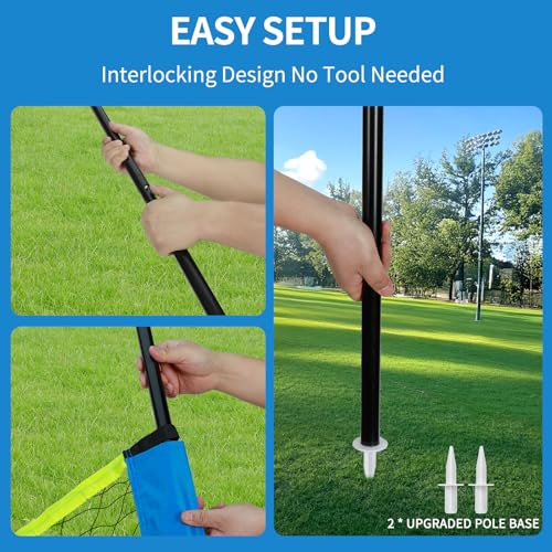 32ft Regulation Size Portable Outdoor Volleyball Net Set System for Backyard Beach with Height Adjustable Poles, PU Volleyball and Pump, Carry Bag, Boundary Line - Easy Set Up & Anti-Sagging