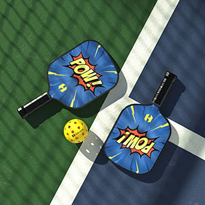 Helium Pickleball Paddle for Kids – Child Size Paddle for Children 12 and Under, Lightweight Honeycomb Core, Graphite Strike Face, Pickleball Paddle & Drawstring Bag - POW! - style: 2 Paddle Set