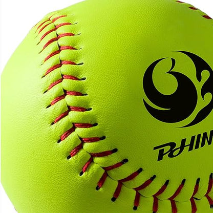 PHINIX Slow-Pitch Split Leather Softballs Professional Quality Practice Competitions 11" & 12" Options (COR .52 / Comp.300)