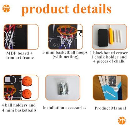 Extra Large Wall-Mounted Iron Basketball Hoop Decor 28.6x22.4in Metal Board Game Indoor Sports Game Gameroom Decor Unique Wall Art Housewarming Gift Family Night Wall Games Play on Wall