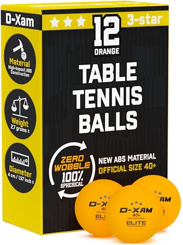 D-Xam Ping Pong Balls, 3 Star Orange or White Table Tennis Balls, Professional Premium Abs 50, 20 Pack Ping Pong Ball for Indoor & Outdoor - color: Orange, size: 12 Pack