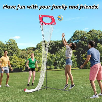 Volleyball Setter Trainer Net,Portable Training Net Equipment with Adjustable Height and Angle for Indoor&Outdoor Practice,Sturdy Footed Base for Serving,Spiking and Setting Training for Backyard,Gym