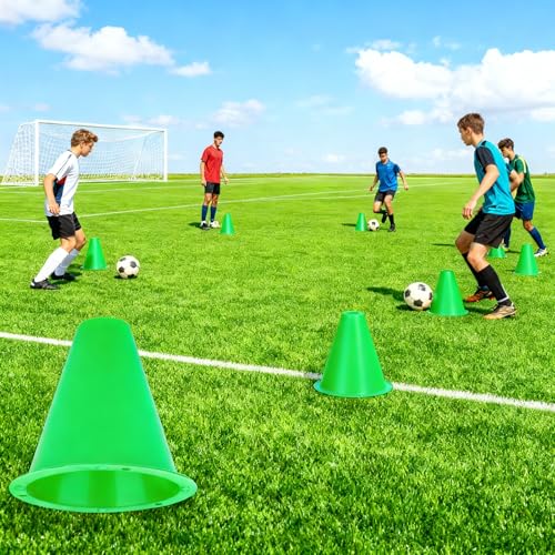 10-Pack Football Training Cones, Bracket Accessories, Obstacle Marking Set - color: Green