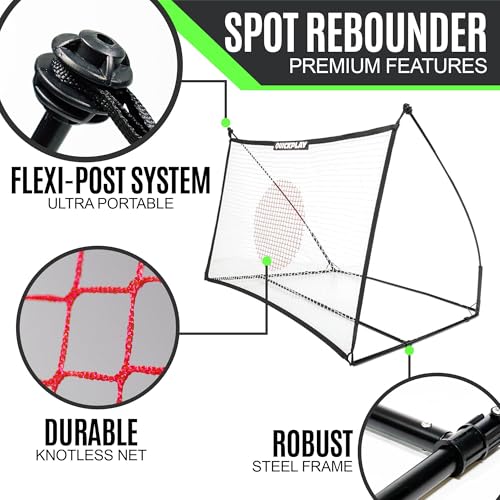 QUICKPLAY Spot Target Soccer Rebounder | Weather-Resistant Rebound Net with Carry Bag | Great for Passing, Receiving, and Trapping Practice | Ideal for Team or Solo Training - style: 5x3ft